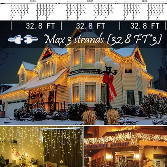 NEW 32.8 ft 400 LED Icicle Lights Outdoor Decorations - Picture 6 of 12